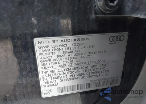 2017 Audi Q7 3.0T Premium z USA, uszkodzony, nr VIN WA1VAAF76HD023343